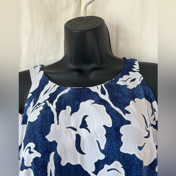 Unbranded Peekaboo Shoulder Blue/Wht Floral Dress Shirt Women's Sz XXL - Picture 5 of 8